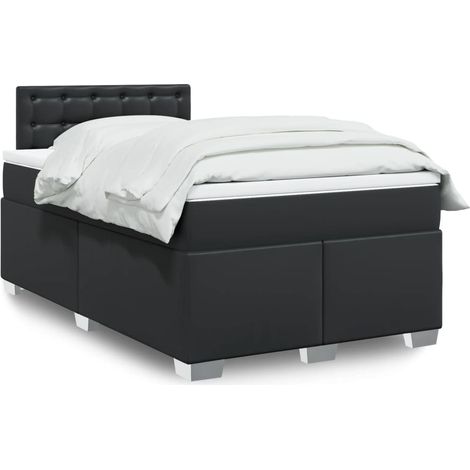 Boxspringbett mit Matratze Schwarz 120x200 cm Kunstleder