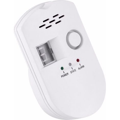 Gas detector, LPG/natural gas/coal gas leak detector, plug-in sensor monitor with audible alarm and LED digital display, combustible methane, propane (1/5)