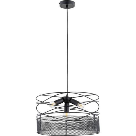 Lampada a sospensione loft nera tonda DIUK Alfa 4xE27