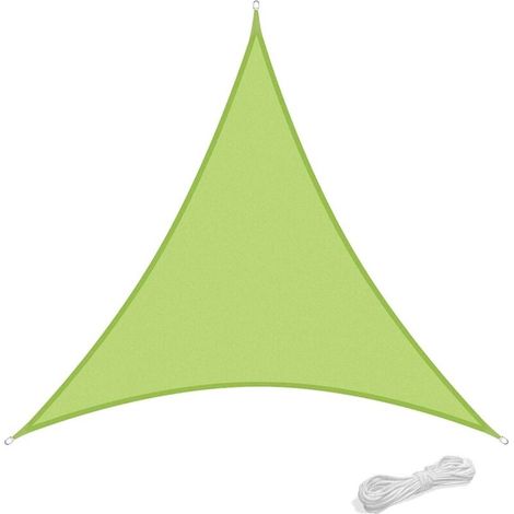 Voile d'ombrage 3x3x3m Auvent Résistante aux Imperméable pour Patio & Terrasse Jardin de Protection Solaire 90% Une Protection des Rayons UV avec Corde Libre Triangulaire Vert