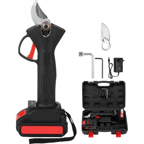 Sécateur électrique sans fil 21 V, sans balais, rechargeable par batterie lithium 2 A, pour la taille des branches d'arbres et du jardin. Diamètre de coupe : 30 mm. 4 vitesses réglables avec batterie (1/5)