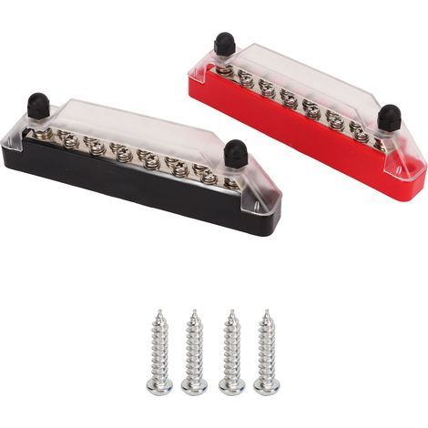 Jeu de Borniers 14 Voies 2 Pièces 14 Postes Bloc de Distribution D'alimentation Jeu de Barres Omnibus 2xM6 Poste 12xM4 Vis Boîte à Bornes de Batterie avec Couvercle (Sans Bornes). (1/5)