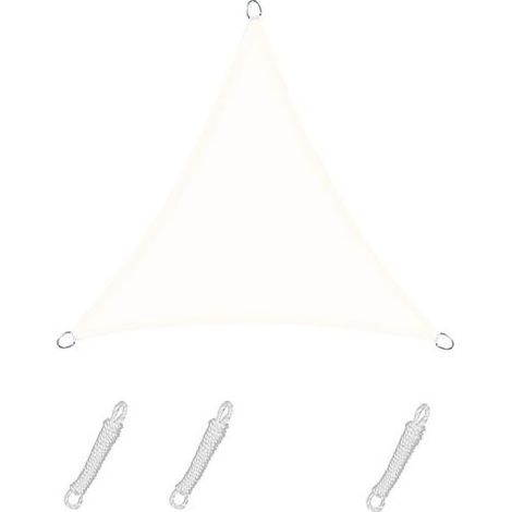 Voile d'ombrage Triangle 4x4x5.65m Color Crème,Toile Imperméable Une Protection des Rayons UV à 95%, pour en Plein air, Jardin & terrasse, Piscine (1/5)