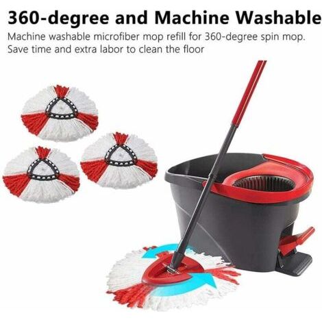 Lot de 4 têtes de rechange pour balai à franges Clean Twist Disc, têtes de balai en microfibre 2 en 1 pour Vileda Turbo, faciles à essorer et à nettoyer. (1/4)