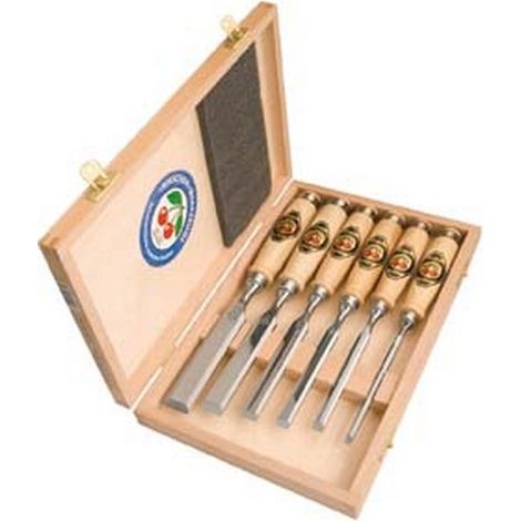 Juego de cinceles de acero de herramientas especial con mango de madera, Tipo : N° 1101 Hk, cantidad 6 unidades, Contenido 6 10 12 16 20 26 mm
