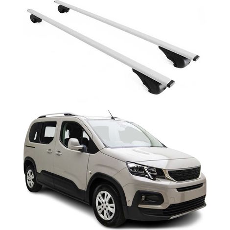OMAC Barres de toit pour Peugeot Rifter 2018-2026 – TÜV / DIN 75302:2019 – Antivol inclus – Charge max 75 kg – 2 barres Argent (1/4)