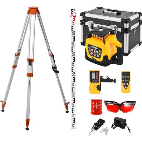 Kit Niveau Laser Rotatif Faisceau Rouge Niveau Laser Rotatif 360° avec Trépied et Mire, Portée 300 m, Pente Réglable, Angle de Balayage Flexible, Précis, avec Télécommande, Étui de Transport (1/5)