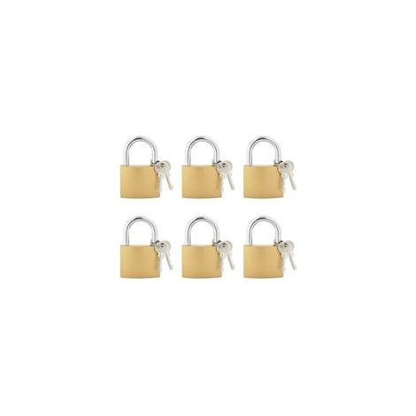 Cadenas en forme de U avec 6 clés, en laiton et en fer.