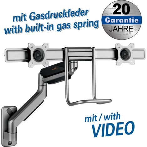 Full-motion bracket for 2 flat screens for flat screens 17“ - 32“ (43 - 81 cm), loads from 1 to 8 kg / per screen, horizontal sliding vesa plates (1/5)