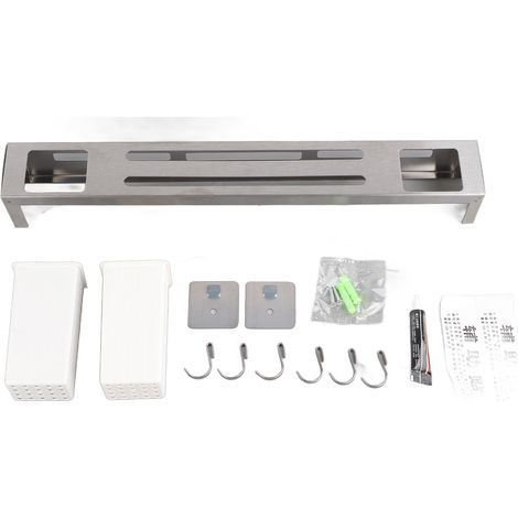 Porte-couteaux de cuisine mural multifonctionnel en acier inoxydable brossé, sans perçage, 40 cm. (1/5)