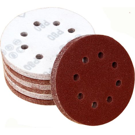 Disque de Ponçage, Lot de 100 Papier de Verre à Fixation en Nylonpour Ponceuse Excentrique Ø 125 mm Disques Abrasifs de 80/120