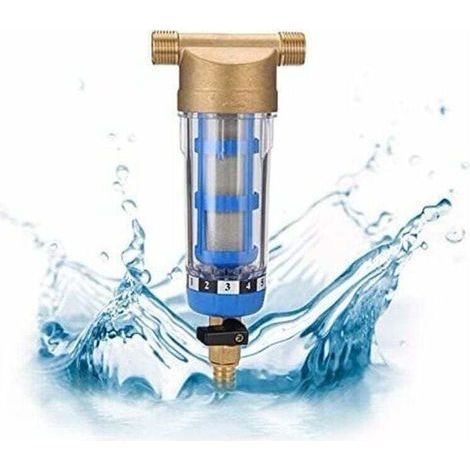 Filtre à eau réutilisable pour sédiments spin-Down - Filtre à eau - Filetage extérieur - Préfiltre à sédiments pour tuyau d'eau de fontaine - Filtre à sédiments (filetage mâle 3/4) (1/4)