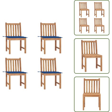 Gartenstühle 4 Stk. mit Kissen Massivholz Teak - Gartenstühle - Teakholzmöbel - Outdoormöbel - Balkonmöbel - Terrassenmöbel (1/5)