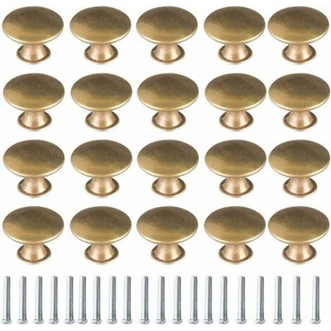 Bouton de Porte Laiton 20 Pièces Vintage Laiton Poignées Boutons de Meuble Boutons Porte de Tiroir Poignée de Meuble Bouton de Meuble Vintage pour Tiroir Armoire Meuble Cuisine de Placard (1/5)