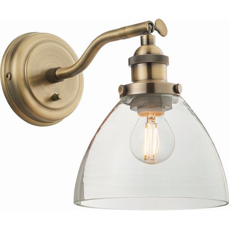 Endon Hansen - 1 vetro da parete chiaro, piatto in ottone antico, E14 (1/5)