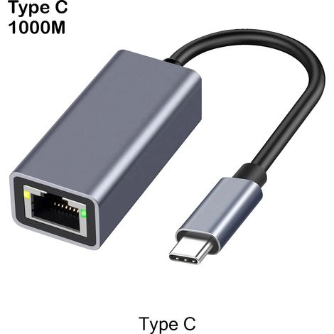 Adaptateur Ethernet (Type C 1000M), convertisseur de réseau câblé RJ45, plug and play. (1/5)