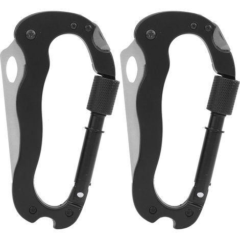 2 Stück Outdoor-Überlebens-D-Haken-Schnellverschluss für Camping, multifunktional 5-in-1
