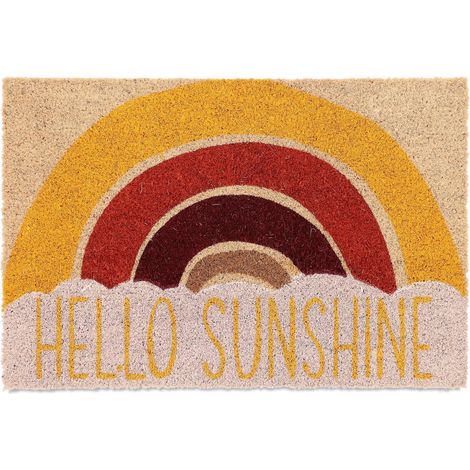 Paillasson Coco, Tapis Hello Sunshine, 40x60 cm, antidérapant, résistant, intérieur, extérieur, Multicolore (1/5)