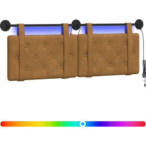 Maison Exclusive - Tête de lit suspendue Avec lumière LED Marron Velours (1/5)