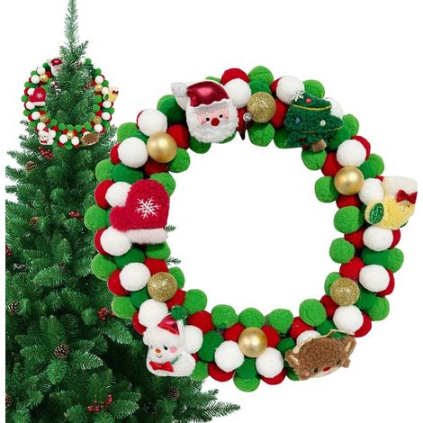Couronne de Noël Ornement Mignon En Boule De Feutre De 34.8 cm Couronne de Noël en Feutre Pour La Maison Le Salon Le Jardin La Chambre D'La Fête Le Festival D'Hiver (1/5)