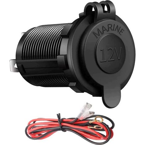Presa accendisigari impermeabile per auto, presa di corrente da 12 V con cavo da 60 cm per auto, moto, nautica