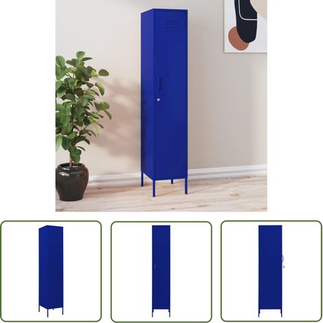 The Living Store Schließfachschrank Marineblau 35x46x180 cm Stahl - Schliessfachschrank - Metallschrank - Garderobenständer - Büroorganisation - Aufbewahrungsbox (1/5)