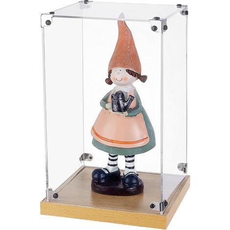 Vitrine Acrylique Transparente Vitrine Figurine, Boite Vitrine avec Base en Bois Cas d'affichage Vitrine pour Collections Figures Modèles Voitures, Intérieures 15x15x25.4cm (1/5)