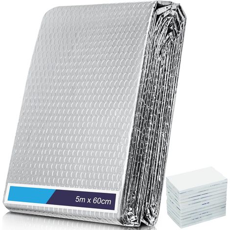 Feuille Réflecteur de Radiateur - Panneaux Réflecteurs de Radiateur pour la Maison 5m x 60cm, Feuille de Radiateur d'Isolation Réfléchissante à la Chaleur d'une épaisseur de 3mm avec Coussinet Adhésif (1/5)