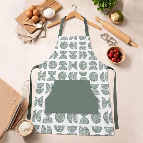 Grembiule Cucina Palitoba, Lavabile in Lavatrice si 30°, Colore Struttura Bianco, Verde (1/5)