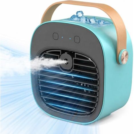Ecleanfy - Climatiseur Portable - Mini Climatiseur Rechargeable 4000 MAh Avec 3 Vitesses, Autonomie De 5 À 10 Heures - Bleu (1/5)