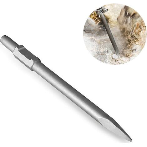 Ciseau pointu 380x30 mm – Manche hexagonal SDS 30 mm – Acier chromé 40CR pour béton armé – Précision accrue et durabilité (1/5)