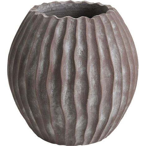 Beliani Plant Pot Brown Cement Round Flower Planter Garden Indoor Outdoor Stone, Painted, Does Not Require Assembly, For Outdoor Use, 43 x 43 x 42 cm, UV Resistant AUSSEE (1/5)