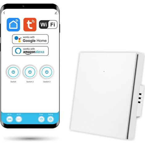 Interruptor único Wi-Fi Tuya SmartLife con N blanco (1/5)