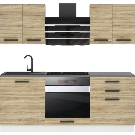 Belini Cuisine Equipee Complete Mary Muebles de Cuisine Complets - 180 cm. Cuisine Complete sans Plan de Travail, chêne Sonoma (1/4)