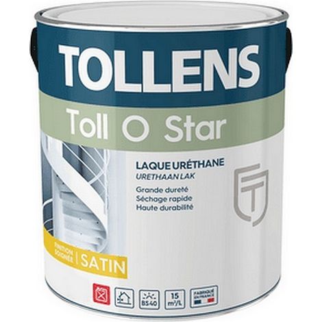 Laque TOLLENS professionnelle Toll O Star résiste chocs & rayures Satin  Choix de couleur: Blanc - Conditionnement: 1 Litre
