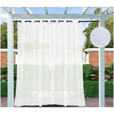 TAISHENGDA Extra breite Outdoor-Vorhänge mit Ösen - [B54xL84in] 137cmx213cm - Weiß - Zuschnitt - Schimmelresistent - Für Pergola, Balkon, Strandhütte, Blockhütte (1 Stück) (1/5)