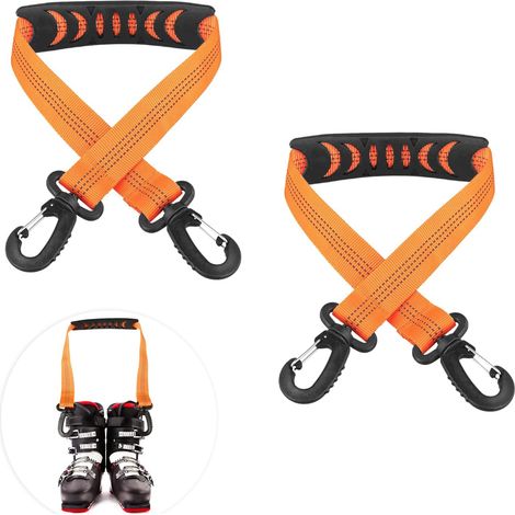 2pcs Sangles Porte Ski, 52,5x2,5cm Portable Sangles Chaussure Ski avec Patin Antidérapant et Boucles à Double Extrémité, Hiver Bandoulière de Transport Ski Accessoires de Ski (1/5)