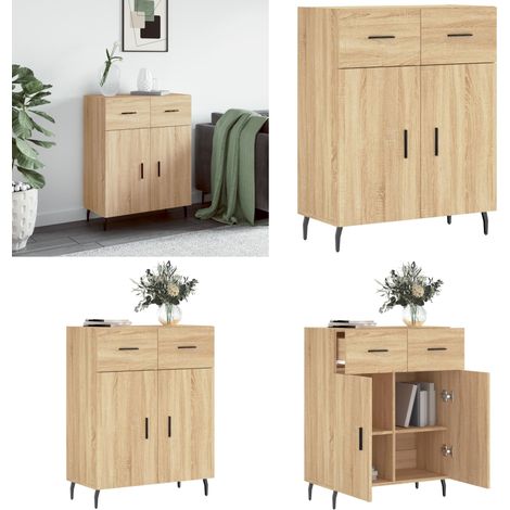 Sideboard Sonoma-Eiche 69,5x34x90 cm Holzwerkstoff - Holzwerkstoff - Metallbeine (1/5)