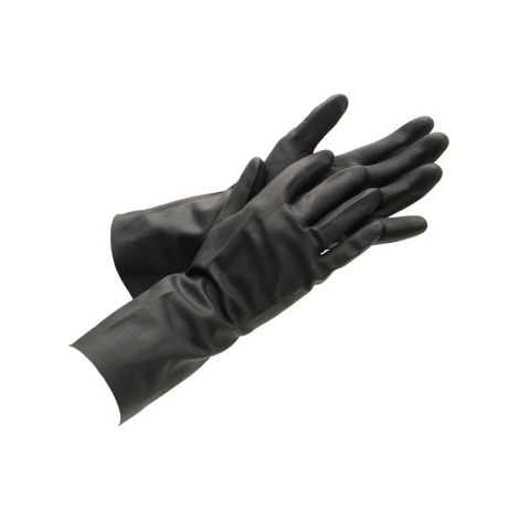 Guantes de neopreno negros ideales para el contacto con ácidos y detergentes metalurgia y mecánica 9 (12 pares)