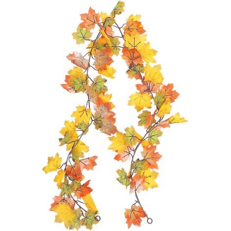 Guirlande de feuilles d'automne artificielles en érable, 2 pièces multicolores (1/5)