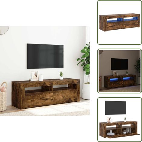 Meuble TV avec lumières LED Chêne fumé 120x35x40 cm - Meuble Tv - Meuble Téléviseur - Télévision - Unité Tv - Support Tv (1/5)