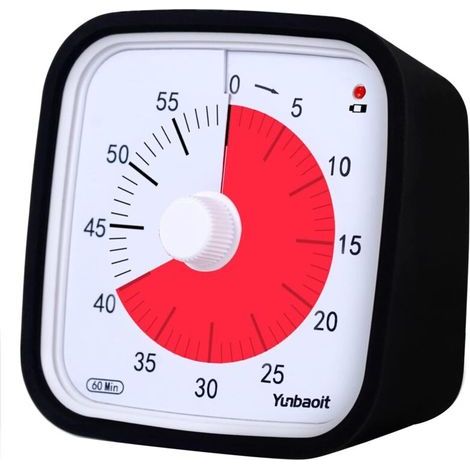 Minuteur Visuel avec étui de Protection, Mis à Niveau Compte à Rebours de 60 Minutes pour Enfants et Adultes avec Rappel de Batterie Faible, Outil de Gestion du Temps Silencieux(Noir)