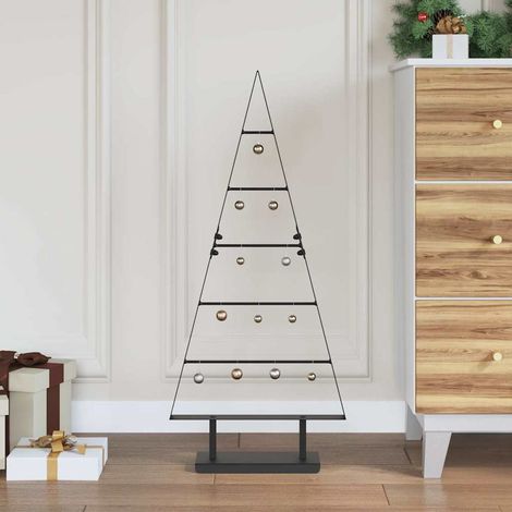 Metall Weihnachtsbaum mit Ständer Schwarz 90 cm Stahl