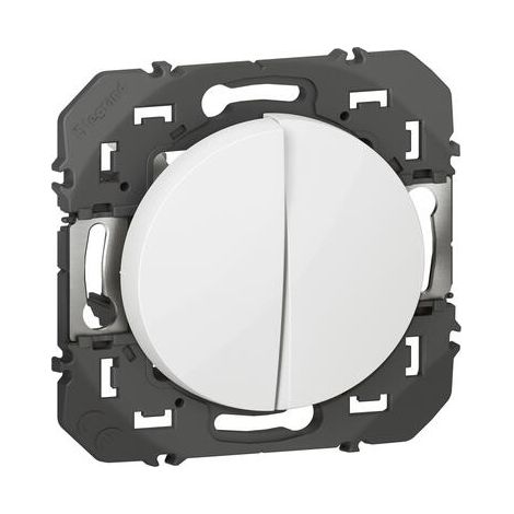 Legrand – Poussoir double Dooxie 6A encastré blanc – Thermoplastique IP20 – Tension 250V – Pour éclairage et alarmes