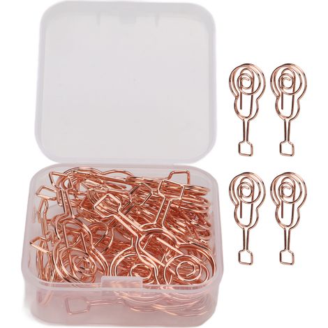 20pcs Shaped Paper Clips Metal Material Guitar Shape Rose Gold Light Portable Cute Office Clips for Classification (1/5)