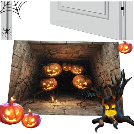 Tapis de jeu d'Halloween, illusion d'optique, tapis festif antidérapant, tapis de jeu en terre de diatomées 40 x 60 cm (1/5)