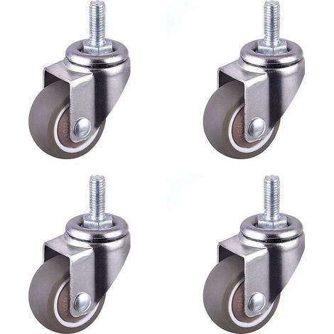 Schwerlast-Lenkrolle mit Gewindebolzen, Ersatz-Stuhlrollen, Mini-Räder für Transportwagen, M6x15 mm, 25 mm Durchmesser, 4 Stück (1/5)