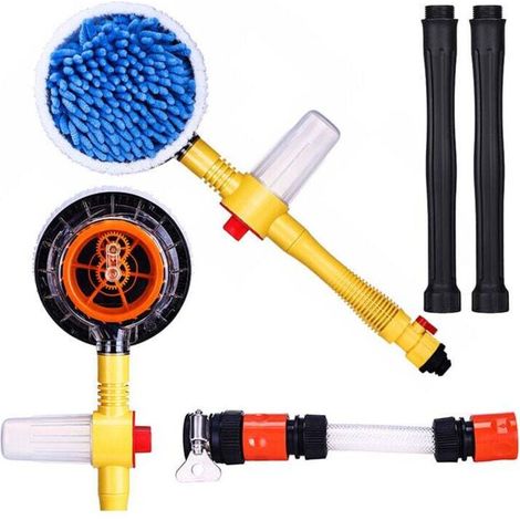 Brosse de nettoyage pour voiture Ulisem, kit de nettoyage pour voiture, balai rotatif à 360°, brosse de lavage en microfibre à long manche (jaune)