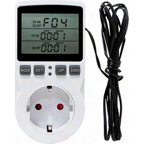 Thermostat numérique 16A 230V avec grand écran LCD, prise programmable pour tapis chauffant, fiche UE (1/4)