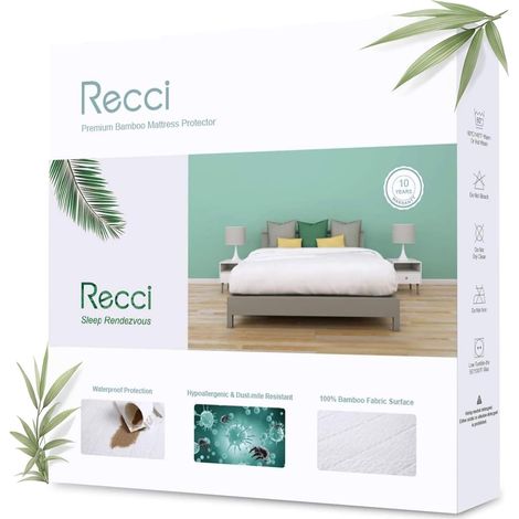 Mattress Protector 140 x 200 cm – 100% Bamboo Fibre, Ultra Soft, Highly Breathable, Hypoallergenic, Silent, Fitted Sheet, Waterproof Mattress Protector, Mattress Cover 140 x 200 cm (1/5)